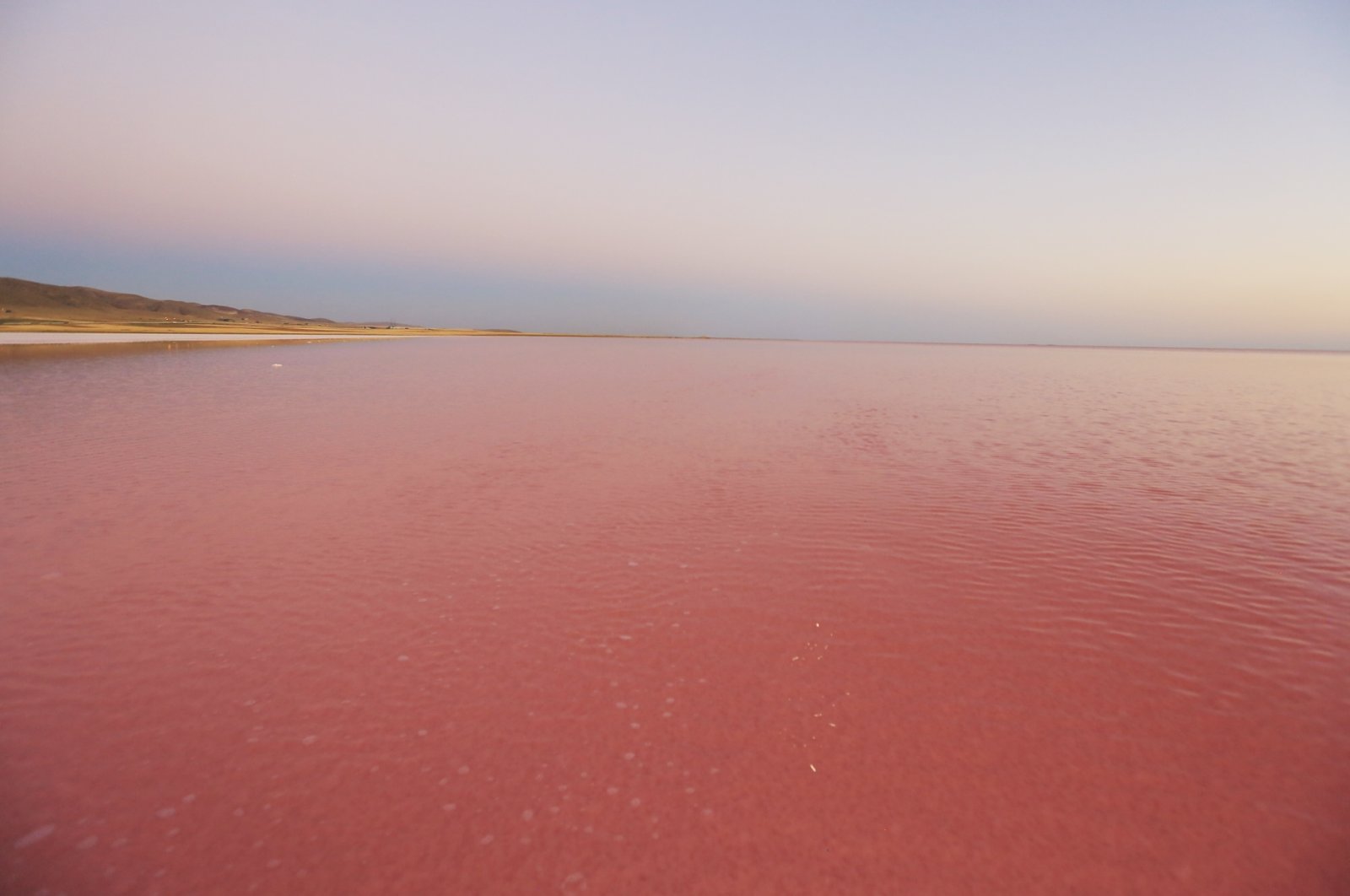 A view of &quot;pink&quot; Lake Tuz, in Aksaray, central Türkiye, Aug. 12, 2022. (DHA PHOTO) 