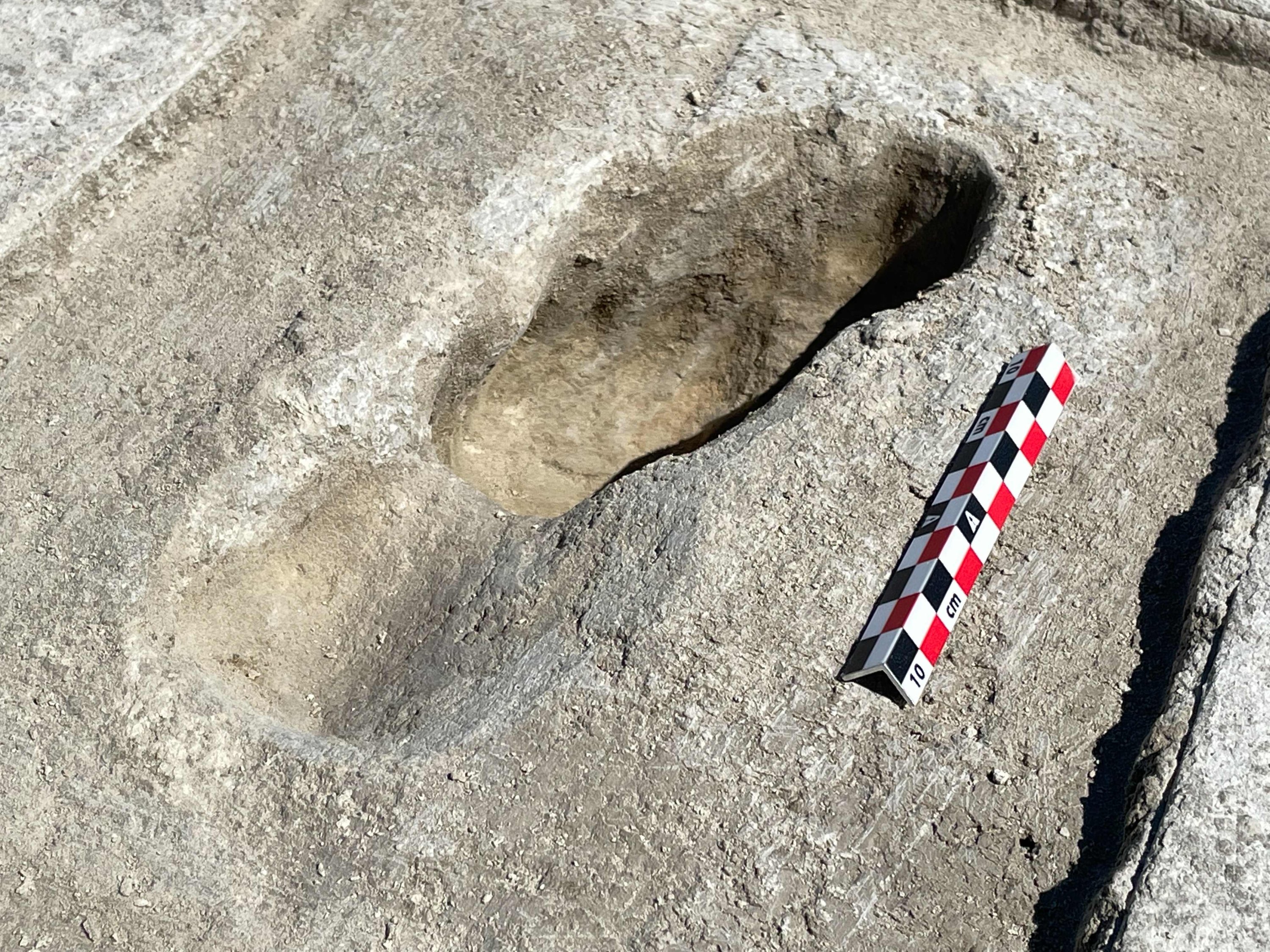 Jejak kaki dari zaman es ditemukan di situs arkeologi di Gurun Great Salt Lake selatan di Utah Test and Training Range, Utah, AS, 18 Juli 2022. (Daron Duke via AFP)