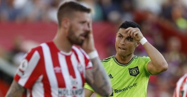 Manchester United's Cristiano Ronaldo reacts during a Premier League game against Brentford, London, England, Aug. 13, 2022. (Reuters Photo)