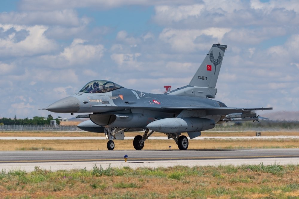 An F-16 from the Turkish Air Force is seen as part of a military exercise known as Anatolian Eagle in Konya, Türkiye, June 30, 2022. (Shutterstock Photo)