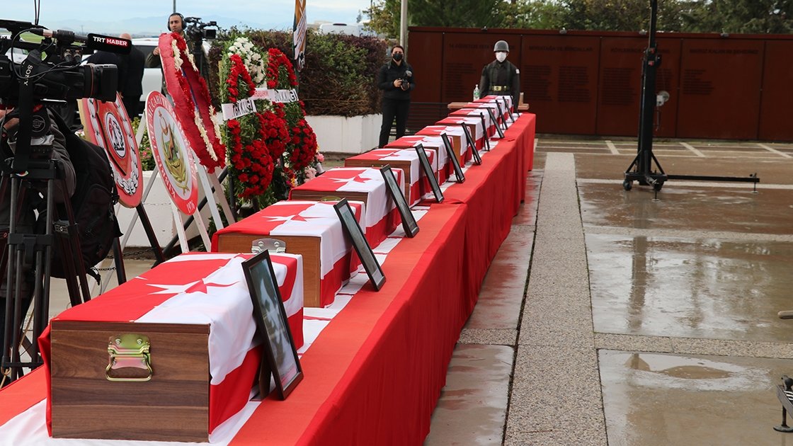 A funeral for 11 young soldiers is held in the Turkish Republic of Northern Cyprus, Dec. 20, 2022. (AA Photo)