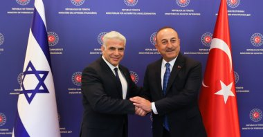Foreign Minister Mevlüt Çavuşoğlu (R) and Israeli Foreign Minister Yair Lapid meet in the capital Ankara, Türkiye, June 23, 2022. (AA Photo)