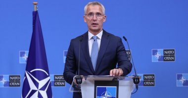 NATO Secretary-General Jens Stoltenberg holds a press conference at the NATO headquarters in Brussels, Belgium, Aug. 17, 2022. (AFP Photo)