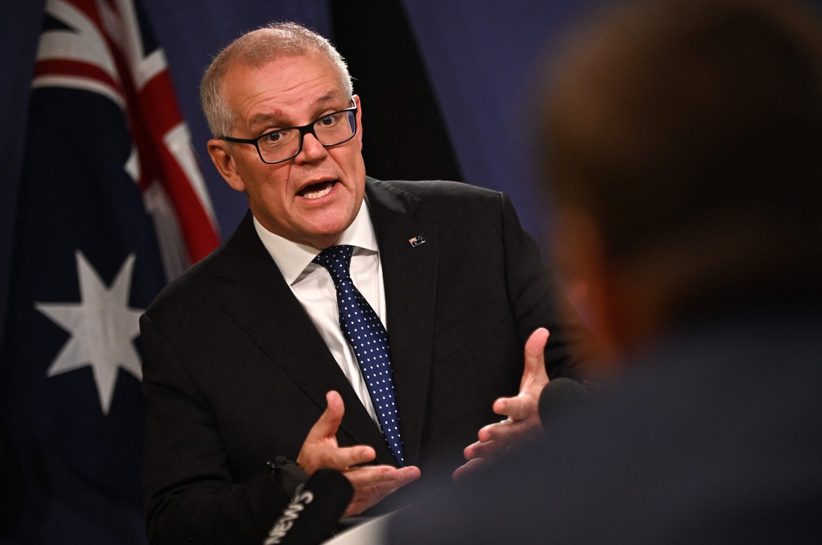 Australia&#039;s former Prime Minister Scott Morrison speaks to media during a press conference in Sydney, Australia, Aug. 17, 2022. (AFP Photo)