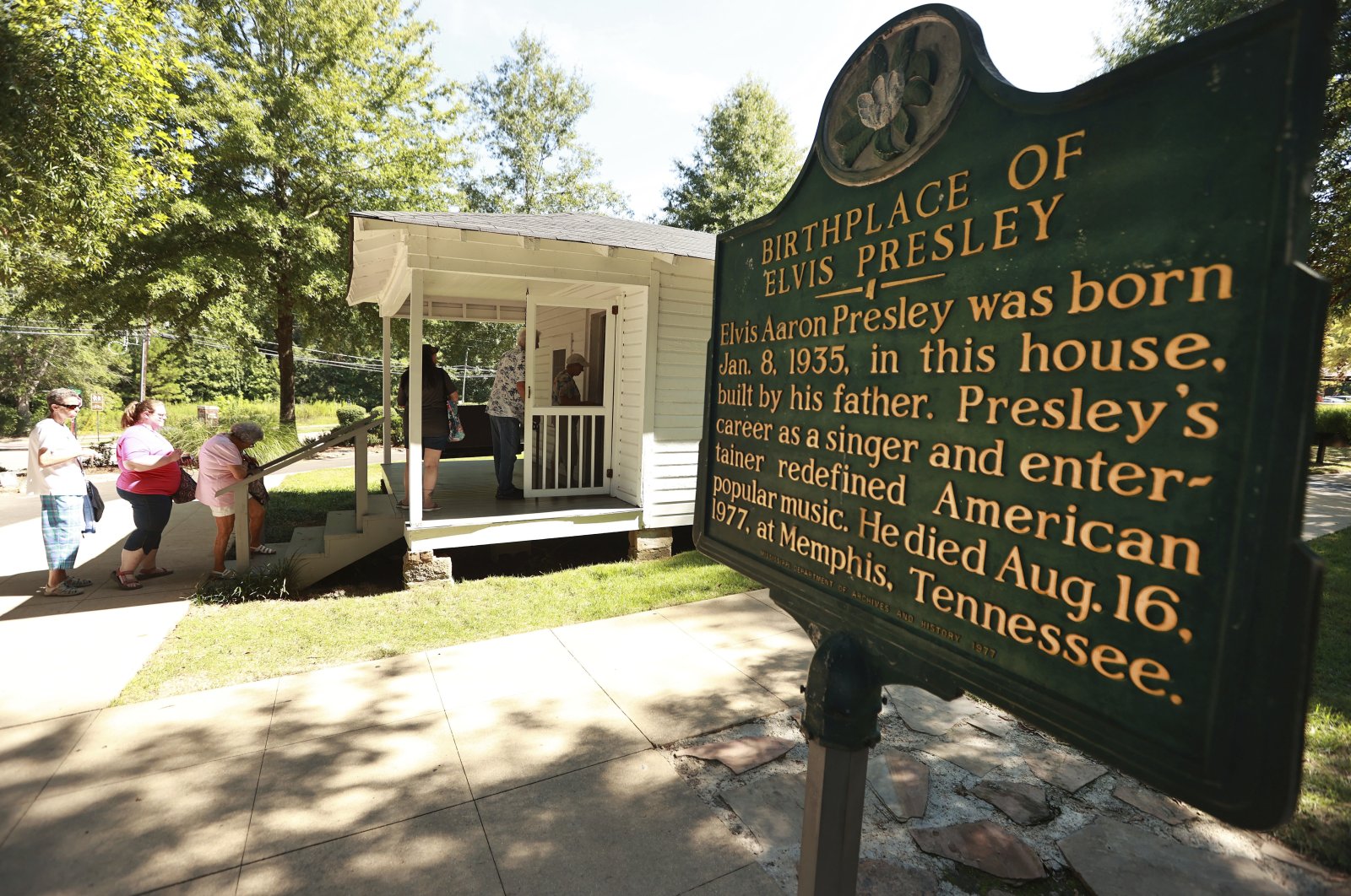 Elvis fans tour the Elvis Presley Birthplace and Museum in Tupelo, Miss., U.S., Aug. 13, 2022. (AP)