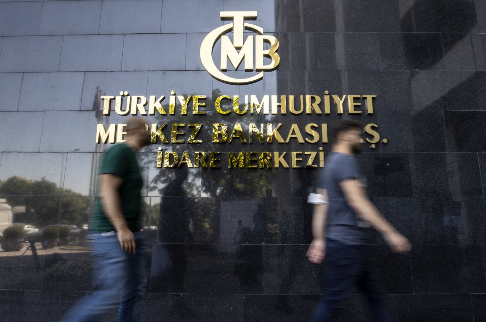 The logo is seen at the entrance of the headquarters of the Central Bank of the Republic of Türkiye (CBRT), in Ankara, Türkiye, July 28, 2022. (AA Photo)