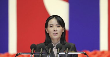 Kim Yo Jong, sister of North Korean leader Kim Jong Un, delivers a speech during the national meeting against COVID-19, in Pyongyang, North Korea, Aug. 14, 2022. (Korean Central News Agency/Korea News Service via AP)