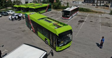 The new domestically developed electric buses are seen in Samsun province, northern Türkiye, July 26, 2022. (AA Photo)