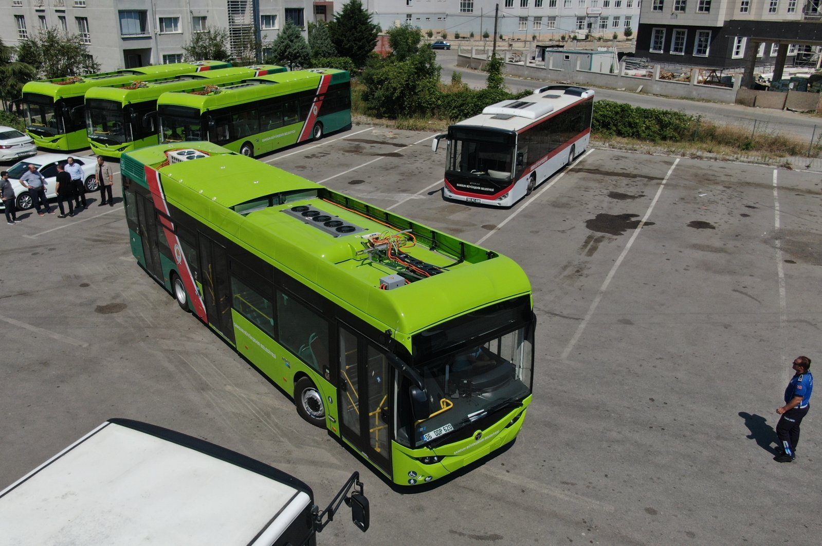 The new domestically developed electric buses are seen in Samsun province, northern Türkiye, July 26, 2022. (AA Photo)