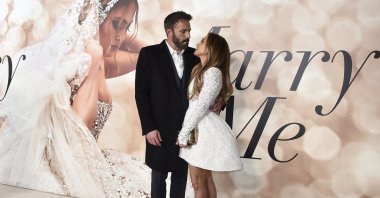 Cast members Jennifer Lopez and Ben Affleck attend a photo call for a special screening of "Marry Me" at DGA Theater in Los Angeles, California, U.S., Feb. 8, 2022. (AP Photo)