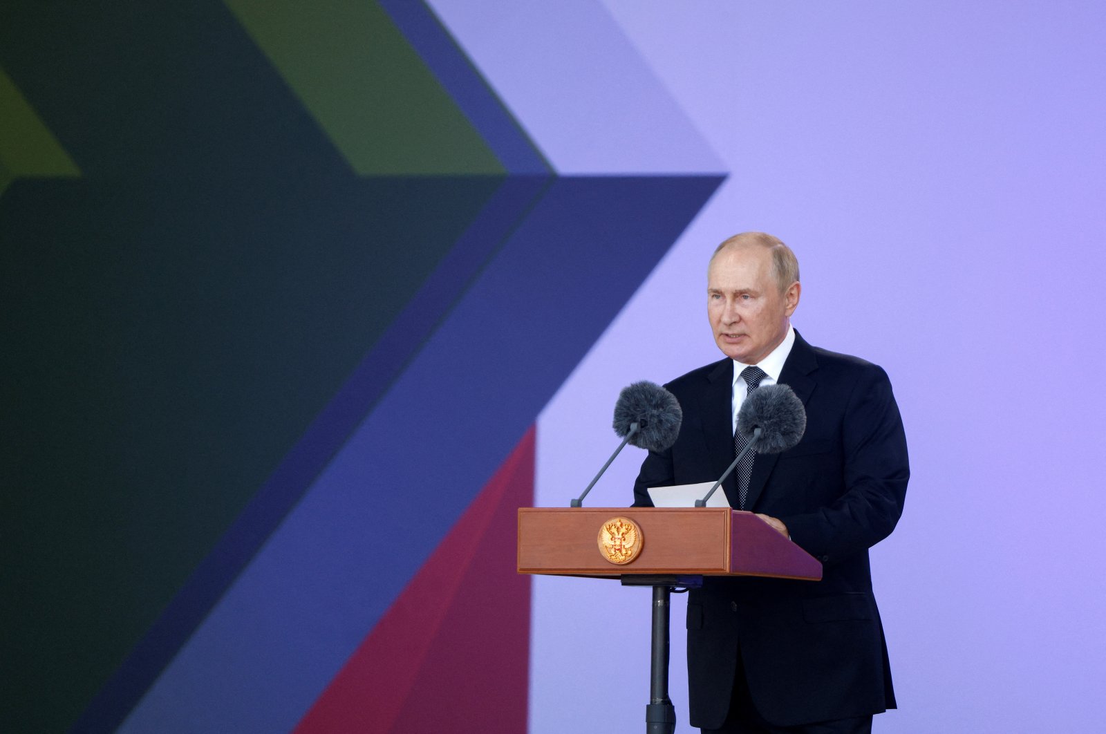 Russian President Vladimir Putin delivers a speech during a ceremony opening the international military-technical forum Army-2022, in Moscow, Russia, Aug. 15, 2022. (Reuters Photo)