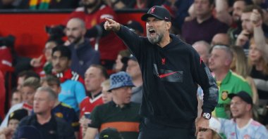 Liverpool manager Juergen Klopp reacts during a Premier League match against Man Utd, Aug. 22, 2022. (Reuters Photo)