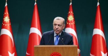 President Recep Tayyip Erdoğan gives a speech after a Cabinet meeting, the capital Ankara, Türkiye, Aug. 22, 2022. (AA Photo)