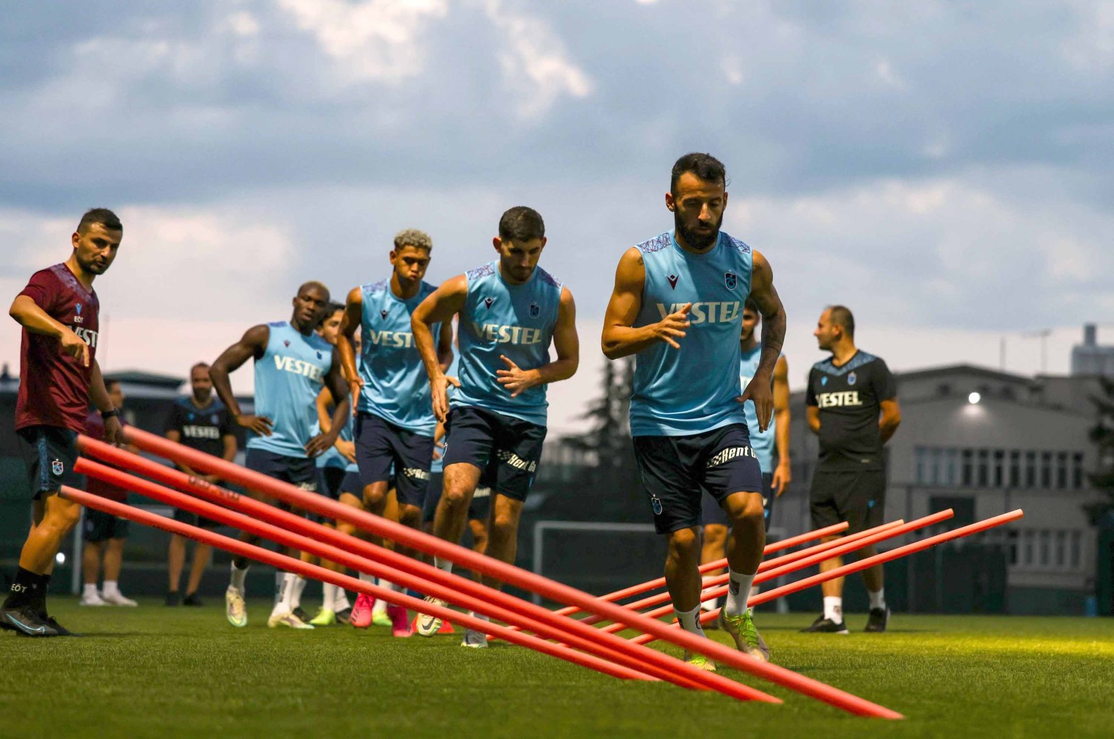 Trabzonspor players train ahead of their Champions League playoff match against FC Copenhagen, Trabzon, Türkiye, Aug. 23, 2022. (DHA Photo)