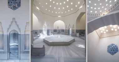 Interior views from the Çinili Hammam, Istanbul, Türkiye. 