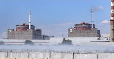 A still image taken a handout video provided by the Russian Defense Ministry's press service shows a general view of the Zaporizhzhia Nuclear Power Station (ZNPP) in Enerhodar, southeastern Ukraine, Aug. 7, 2022. (EPA Photo)