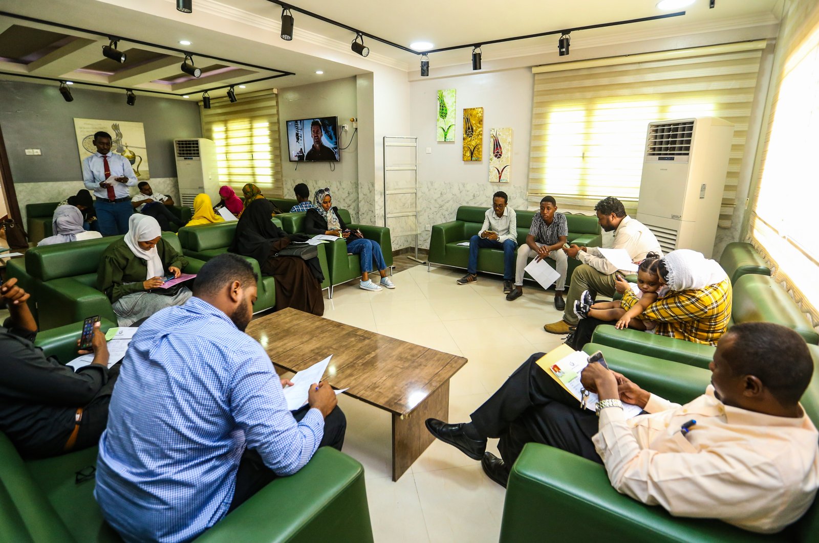 People enroll in Turkish classes at the Yunus Emre Institute, in Khartoum, Sudan, Aug. 22, 2022. (AA PHOTO)