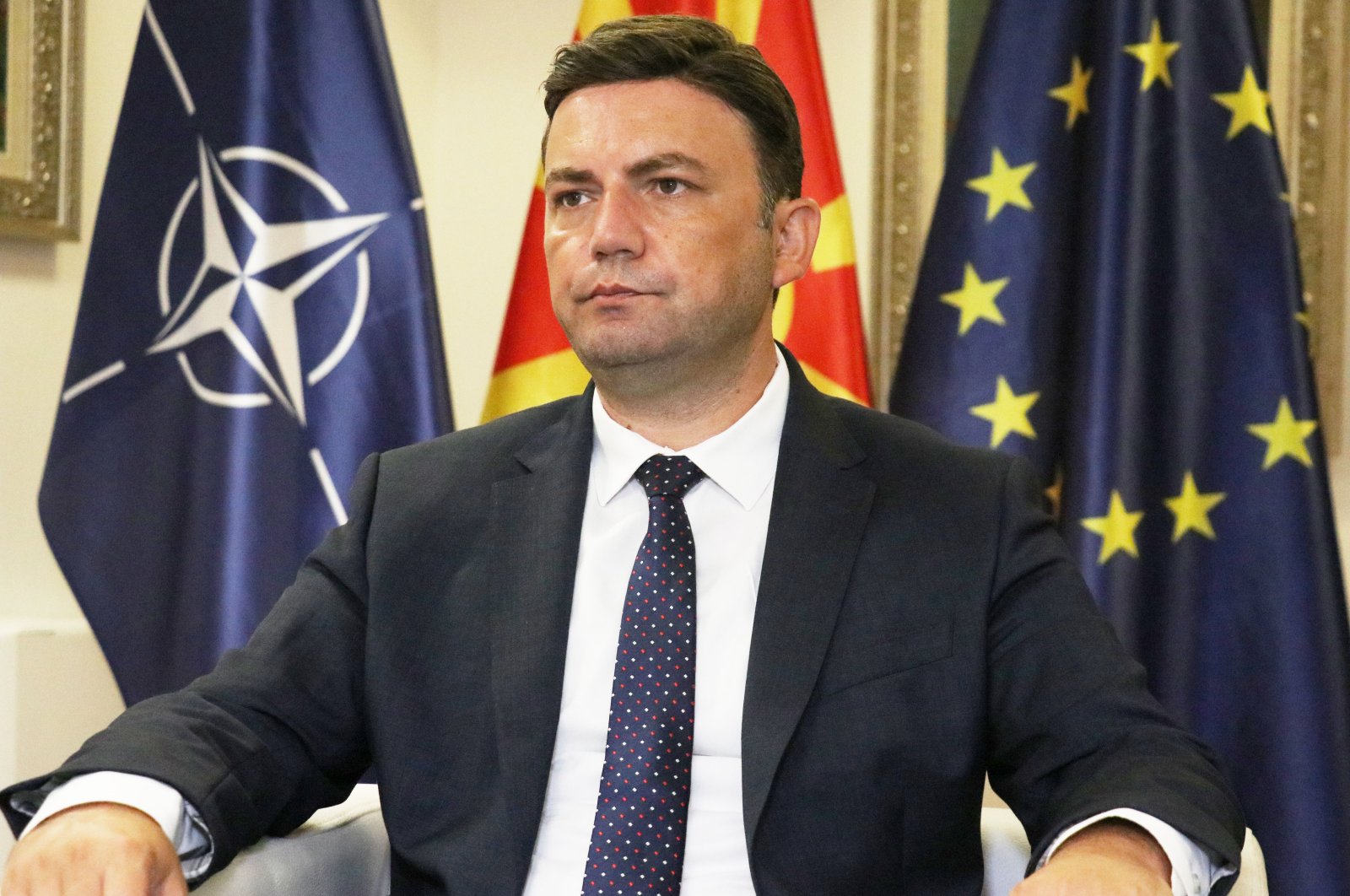 North Macedonian Foreign Minister Bujar Osmani evaluates the relations between North Macedonia and Türkiye to Anadolu Agency in Skopje, North Macedonia, Aug. 24, 2022. (AA Photo)