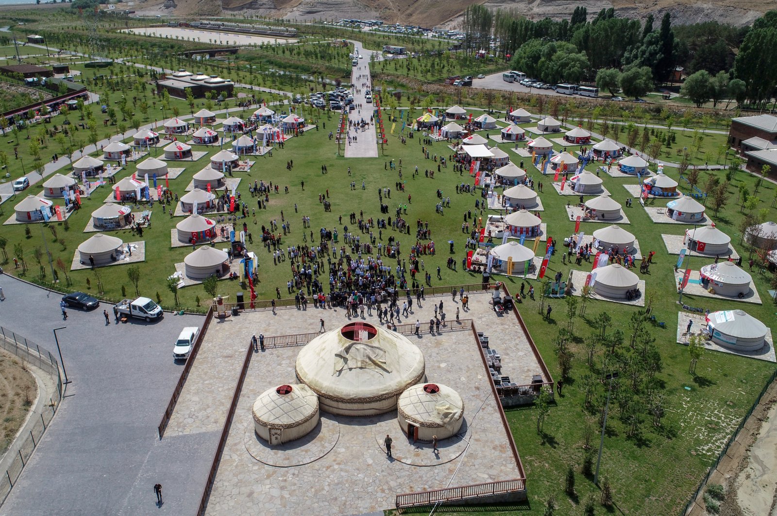 An aerial view of the venue of celebrations in Ahlat, Bitlis, eastern Türkiye, Aug. 23, 2022. (AA PHOTO) 