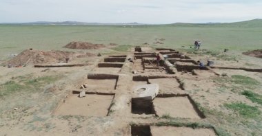 A view from the remains of the complex believed to belong to Ilteriş Qaghan in Ötüken, Mongolia, Aug. 24, 2022. (AA) 