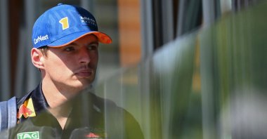 Red Bull Racing's Max Verstappen arrives at the circuit ahead of the F1 Belgian Grand Prix, Spa, Belgium, Aug. 25, 2022. (AFP Photo)