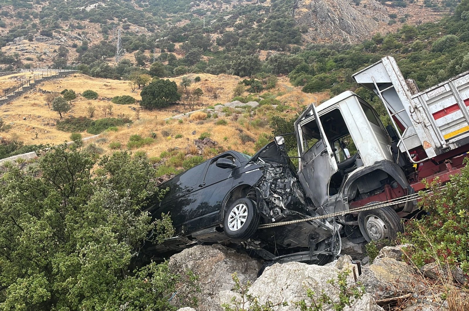 A view of scene of the crash, in Bodrum, Muğla, southwestern Türkiye, Aug. 25, 2022. (AA PHOTO) 