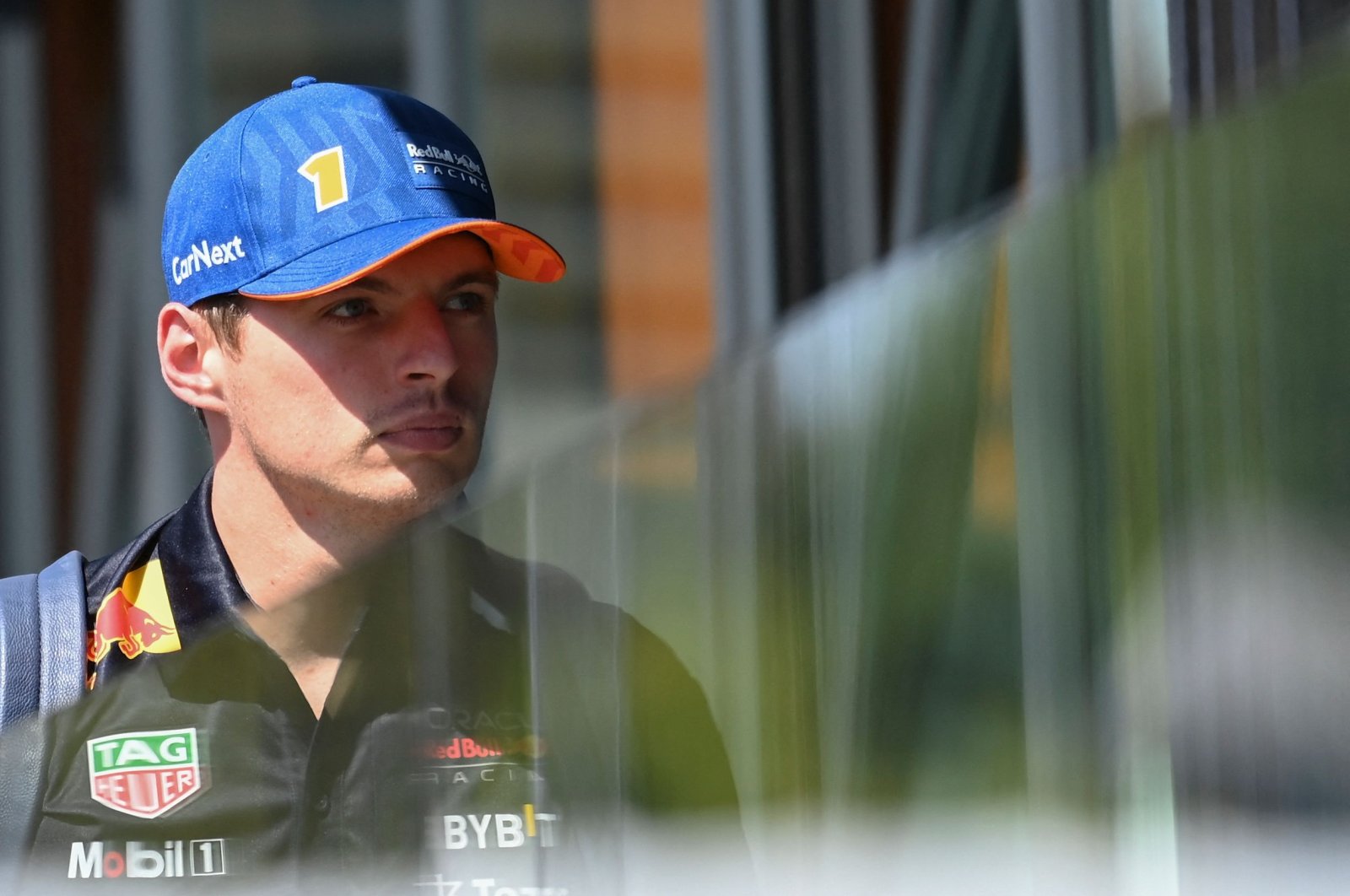 Red Bull Racing&#039;s Max Verstappen arrives at the circuit ahead of the F1 Belgian Grand Prix, Spa, Belgium, Aug. 25, 2022. (AFP Photo)