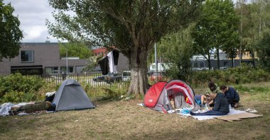 Asylum seekers at the application center in Ter Apel, Netherlands, Aug. 27, 2022. (EPA Photo)