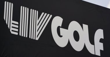 Signage for LIV Golf is displayed during Bedminster Invitational, Bedminster, New Jersey, U.S., July 28, 2022. (AP Photo)