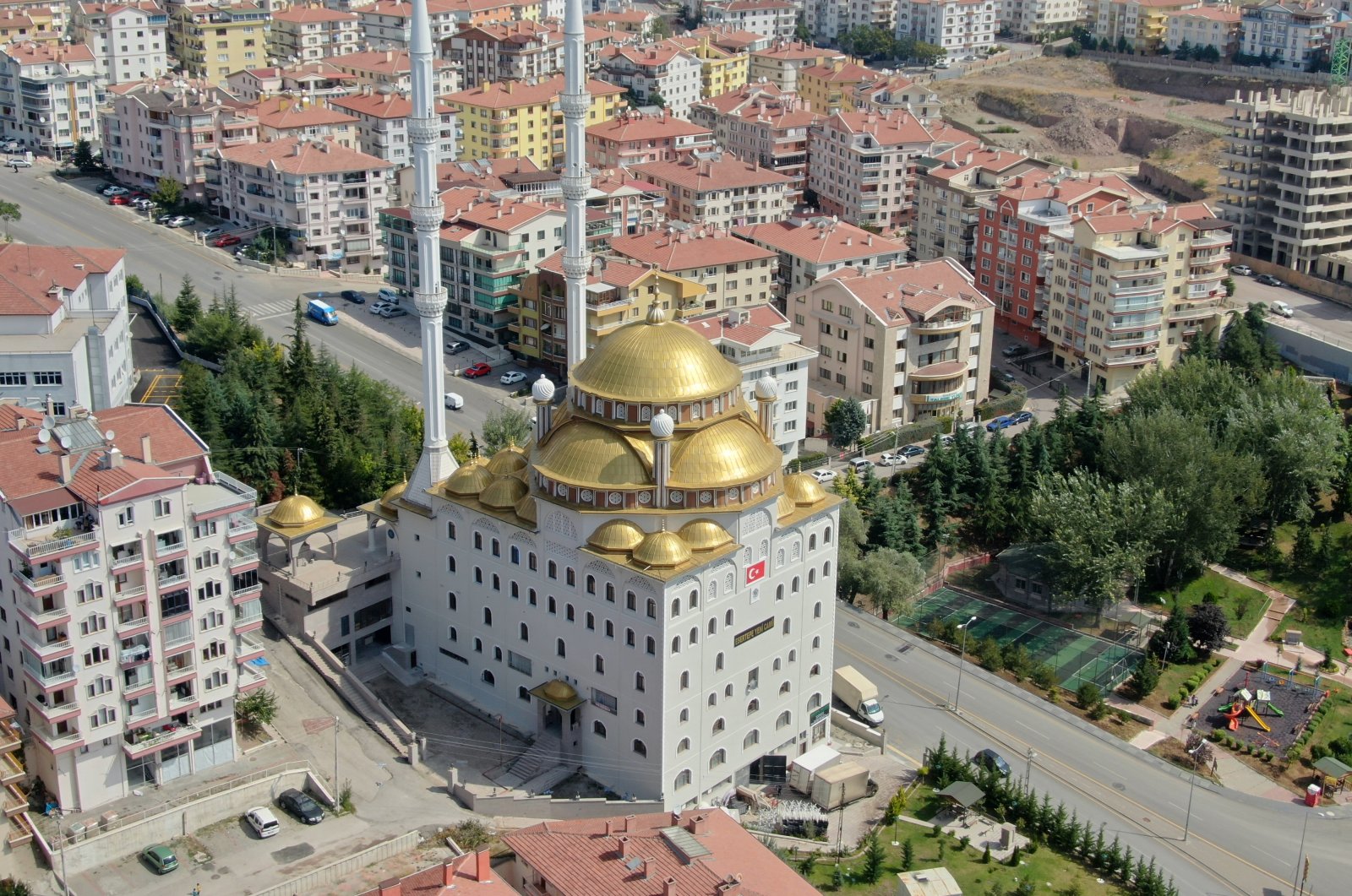 An aerial view of the mosque, in the capital Ankara, Türkiye, Aug. 28, 2022. (IHA Photo)