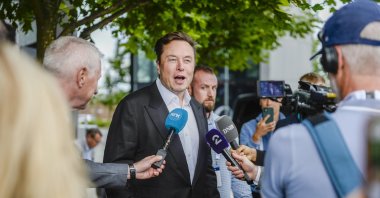 Tesla founder and CEO Elon Musk arrives to attend the ONS (Offshore Northern Seas) fair on sustainable energy in Stavanger, Norway, Aug. 29, 2022. (NTB Scanpix via AP)
