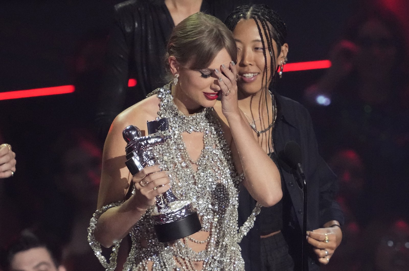 Taylor Swift accepts the award for video of the year for &quot;All Too Well&quot; (10 Minute Version) (Taylor&#039;s Version) at the MTV Video Music Awards at the Prudential Center on Sunday, Aug. 28, 2022, in Newark, N.J. (AP)