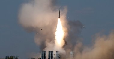 An S-300 air defense missile system launches a missile during the Keys to the Sky competition at the International Army Games 2017 at the Ashuluk shooting range outside Astrakhan, Russia, Aug. 5, 2017. (Reuters Photo)