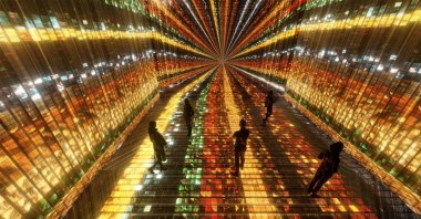 A view of Refik Anadol&#039;s exhibition “Machine Memoirs: Space” at Pilevneli Gallery in Istanbul, Türkiye. (Courtesy of PİLEVNELİ)