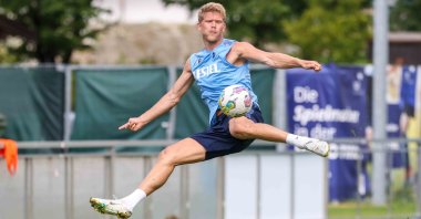 Andreas Cornelius during training in Trabzon, Türkiye, Aug. 26, 2022. (DHA Photo)