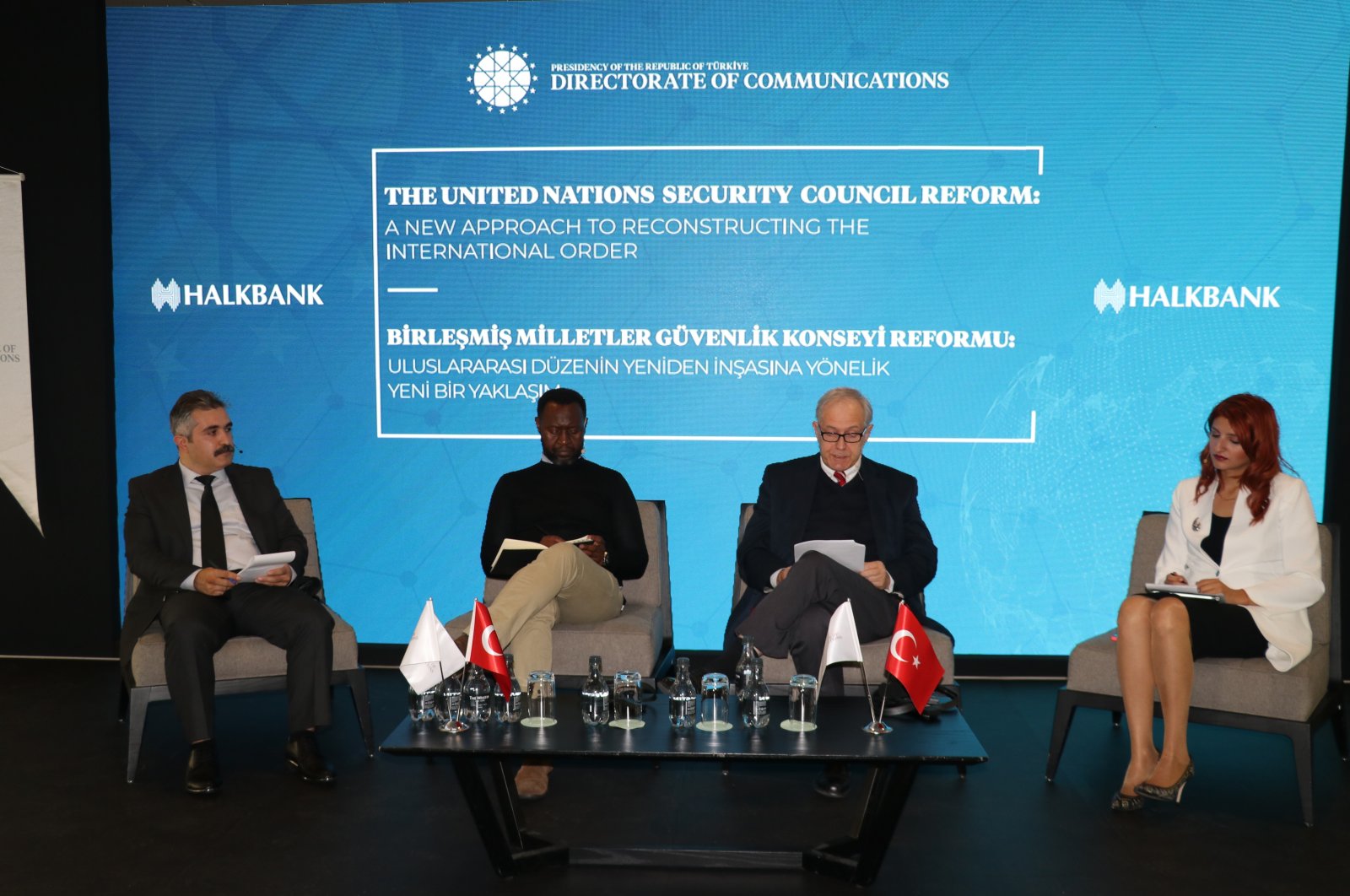 Officials attend the panel focused on reforming the United Nations Security Council organized by Türkiye&#039;s Directorate of Communications in Cape Town, South Africa, Aug. 30, 2022. (AA Photo)