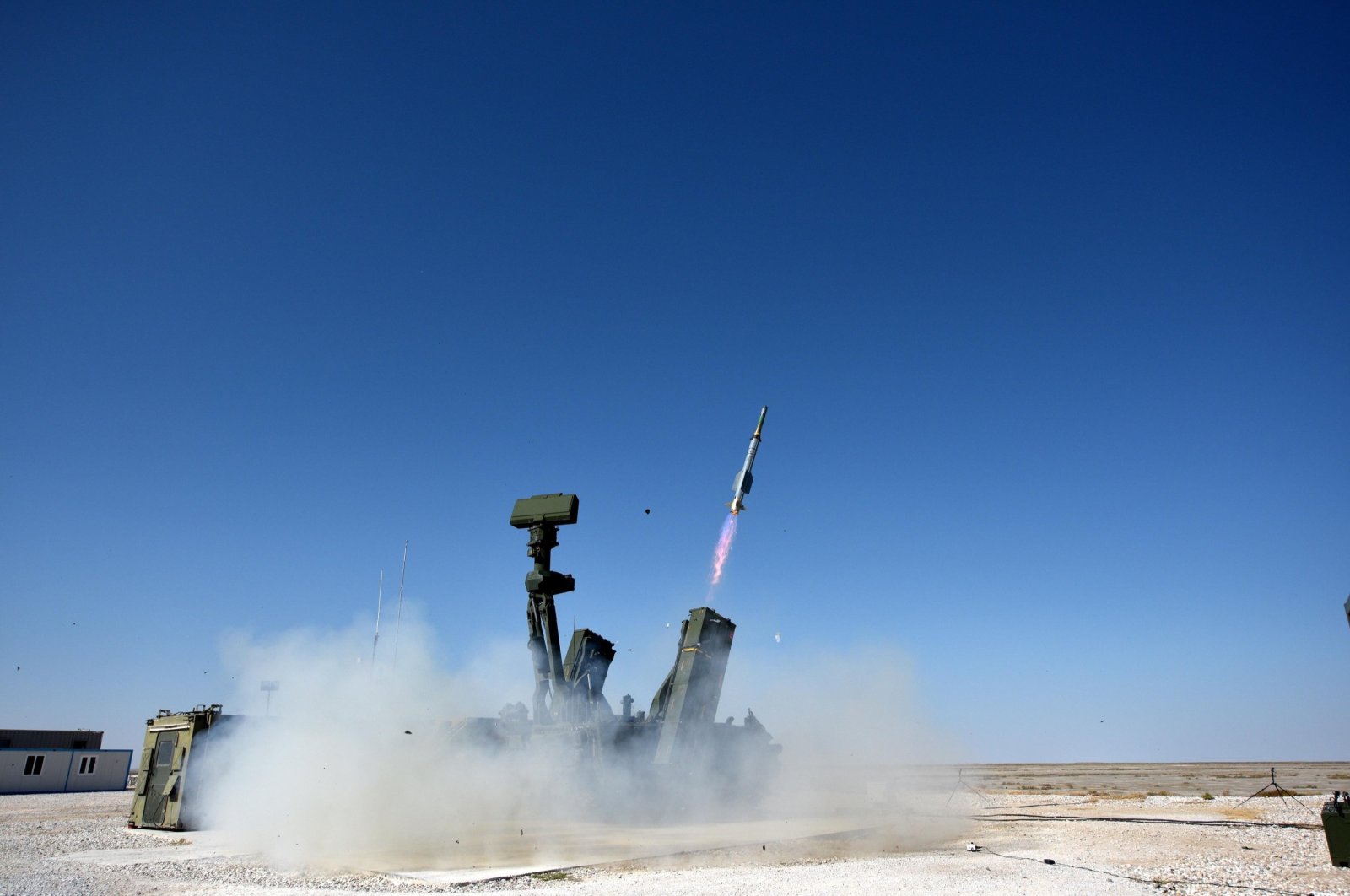 A file photo from the tests of the domestic low-altitude Hisar-A air defense system at the Defense Industries&#039; complex in central Turkey&#039;s Aksaray province, Oct. 12, 2019. (DHA Photo)
