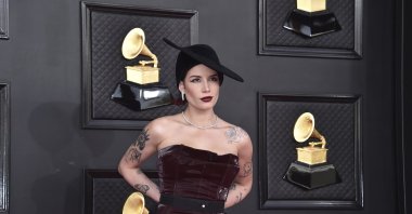 Halsey arrives at the 64th Annual Grammy Awards at the MGM Grand Garden Arena, Las Vegas, U.S., April 3, 2022. (AP Photo)