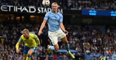 Man City's Erling Haaland in action during a Premier League match against Nottingham Forest, Manchester, England, Aug. 31, 2022. (AFP Photo)