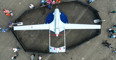 A Bayraktar TB2 drone is on display at the Teknofest aerospace and technology festival in Samsun, northern Türkiye, Sept. 1, 2022. (AA Photo)
