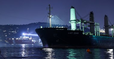The Lady Zehma cargo ship ran aground in the Bosporus after its rudder malfunctioned, Sept. 1, 2022. (AA Photo)
