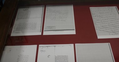 A display of some donated documents, in Tirana, Albania, Sept. 1, 2022. (AA PHOTO) 