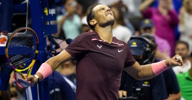 Rafael Nadal celebrates his win against Fabio Fognini in the US Open, New York, U.S., Sept. 1, 2022. (AFP Photo)