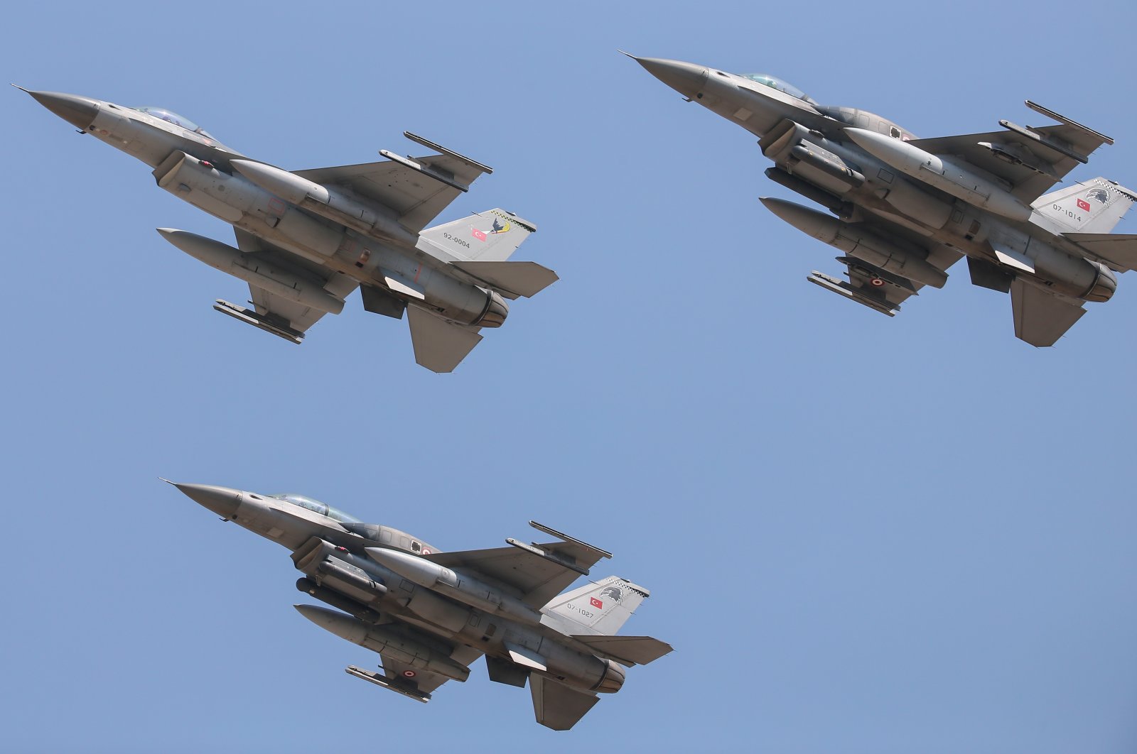 Turkish F-16s conduct a flyover to celebrate the 100th year anniversary of the liberation of Uşak from enemy invasion, Uşak, Türkiye, Sept. 1, 2022. (AA Photo)