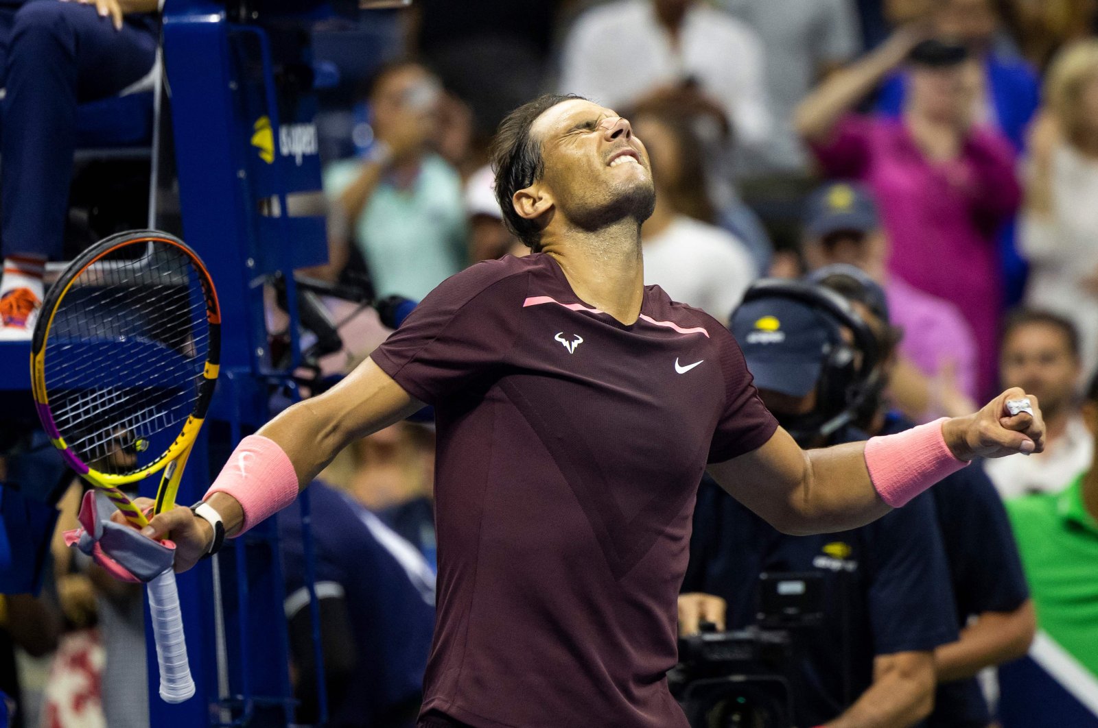 Rafael Nadal celebrates his win against Fabio Fognini in the US Open, New York, U.S., Sept. 1, 2022. (AFP Photo)