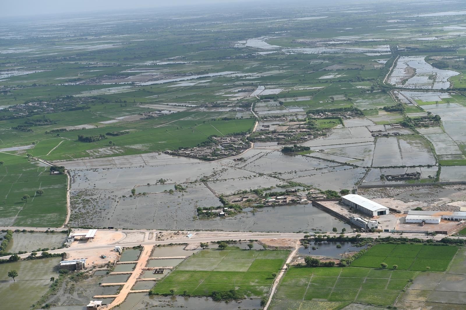 Monsoon floods in Pakistan seen from an aircraft, Islamabad, Pakistan, Sept. 9, 2022. (IHA Photo)