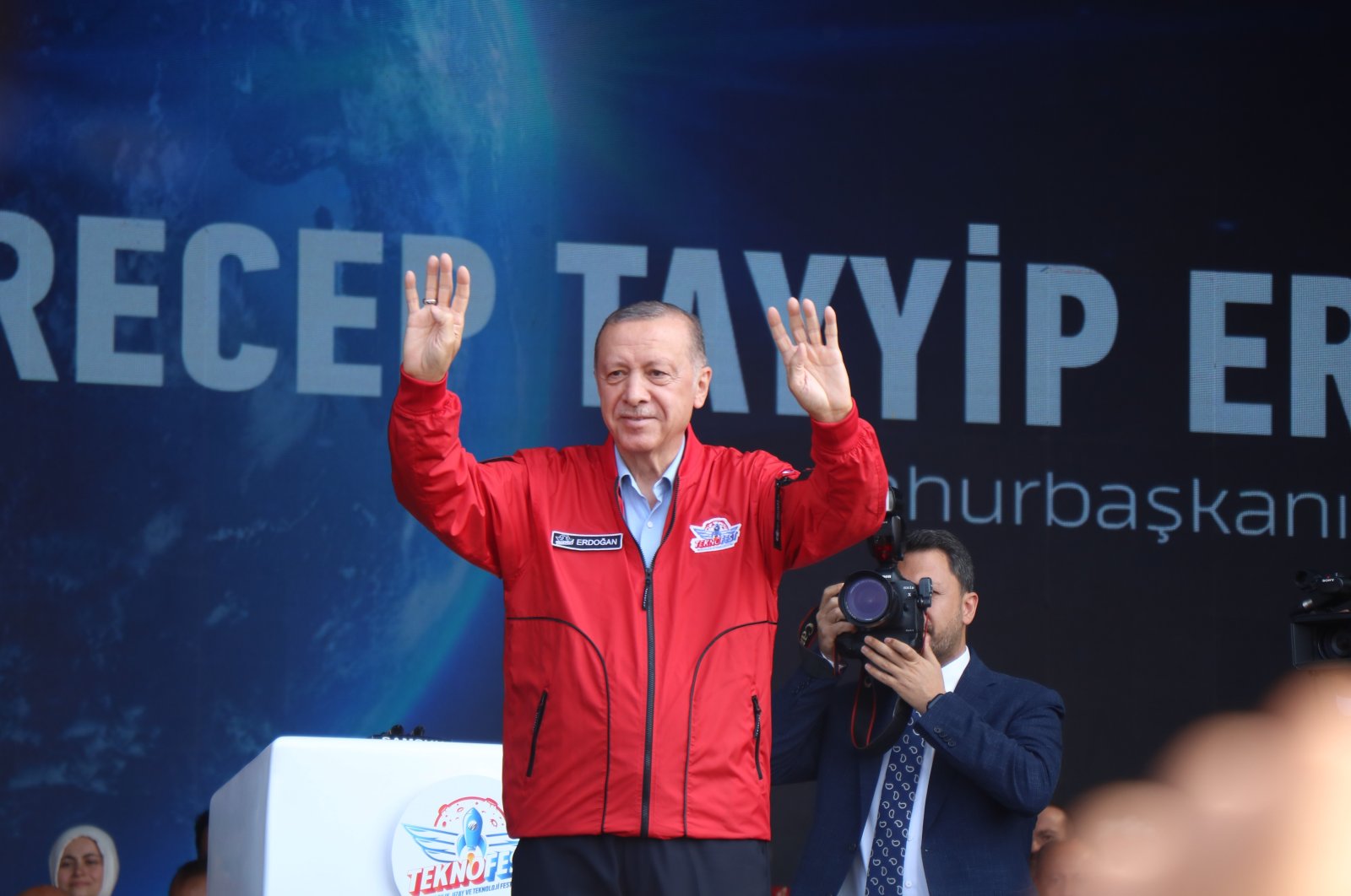 Presidentti Recep Tayyip Erdoğan Teknofestissä Samsunissa, Pohjois-Türkiyessä, 3.9.2022. (IHA-kuva)