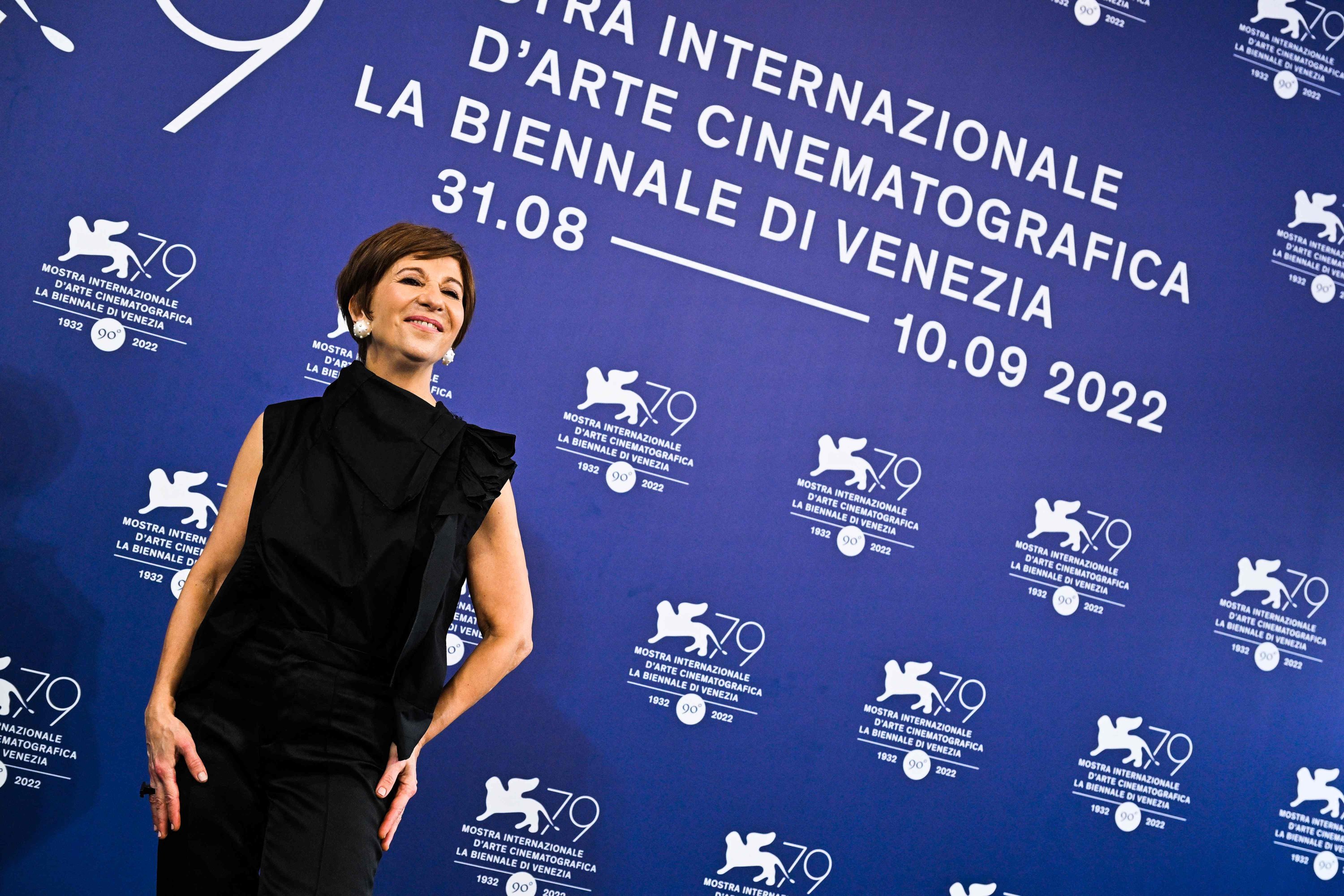 Argentine actress Alejandra Flechner poses on Sept. 3, 2022, during a photocall for the film "Argentina, 1985" presented in the Venezia 79 competition as part of the 79th Venice International Film Festival at Lido di Venezia in Venice, Italy. (AFP Photo)