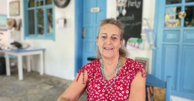 Jenny Orhan poses in her house in Marmaris, Türkiye, Sept. 4, 2022. (AA Photo)