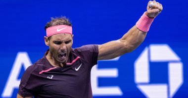 Spain&#039;s Rafael Nadal celebrates after defeating France&#039;s Richard Gasquet at the US Open, New York, Sept. 3, 2022. (AFP Photo)